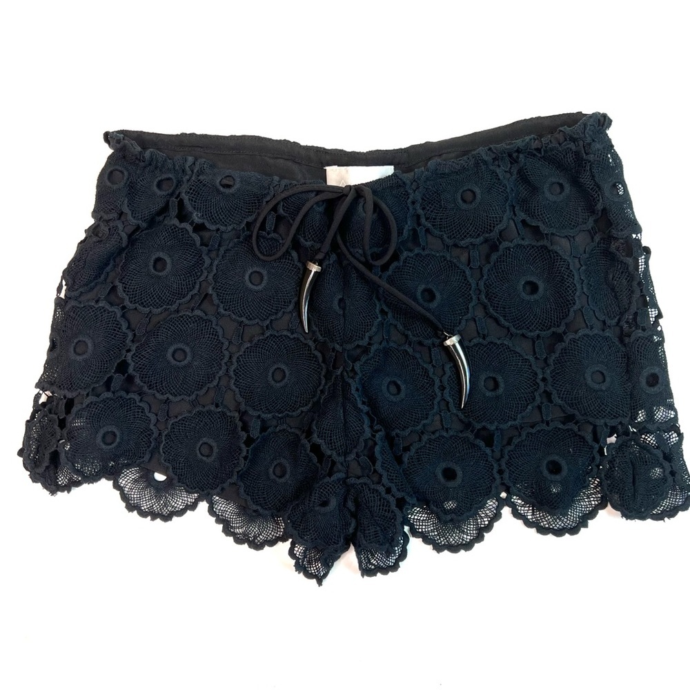 Alexis Lace Drawstring Horn Shorts Black Size Small